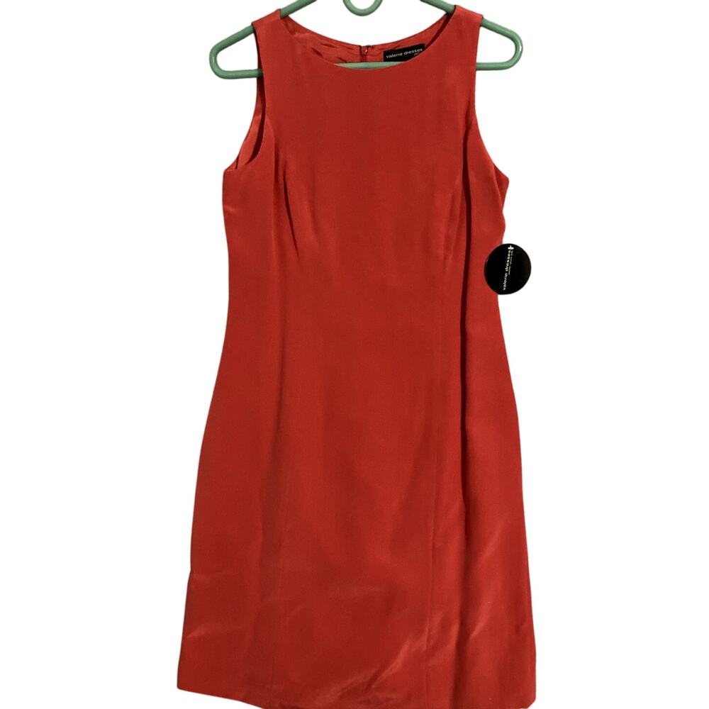 Valerie‎ Dresses Petite Pencil Silk Dress Women's 8 Petite Coral Sleeveless Midi